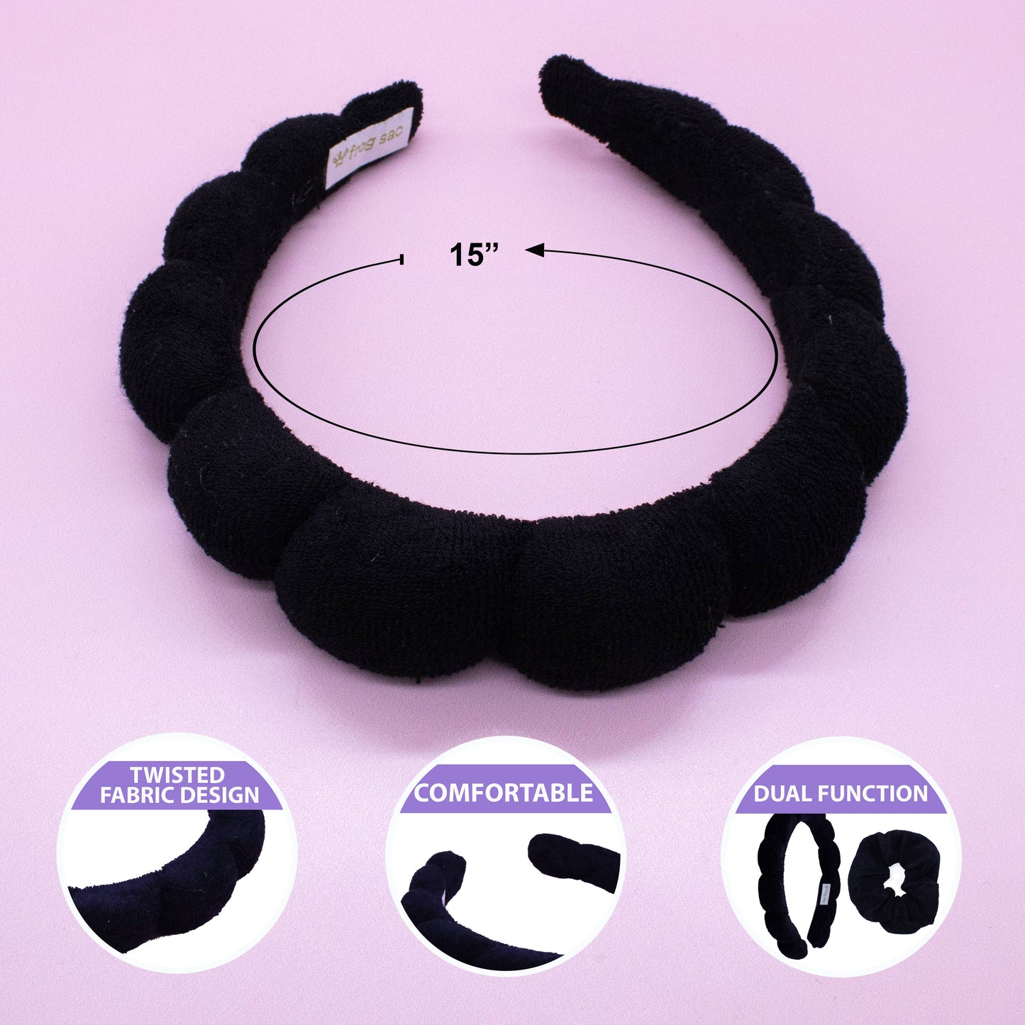 Spa Headband - Skincare Headband & Scrunchie Wristband Set