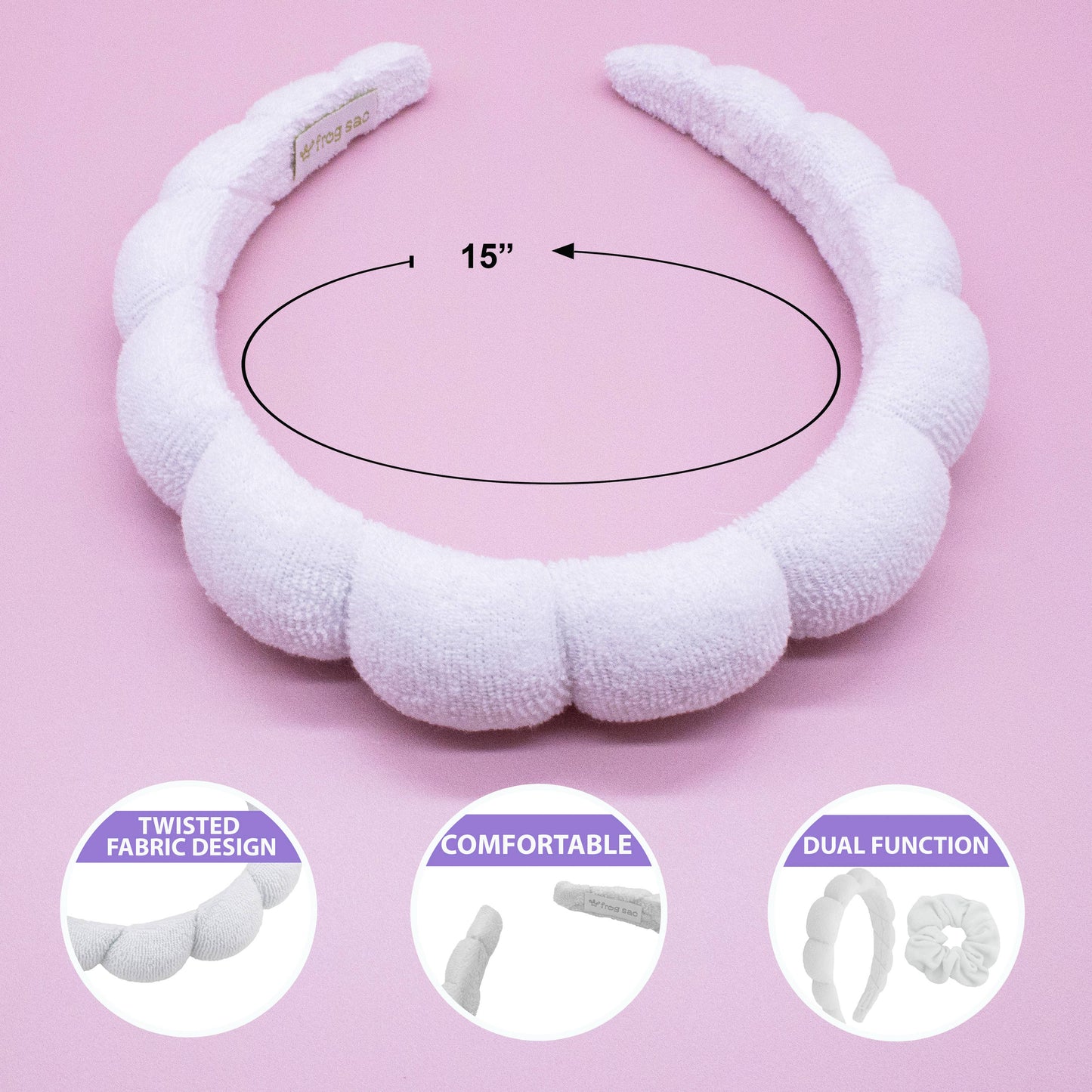 Spa Headband - Skincare Headband & Scrunchie Wristband Set