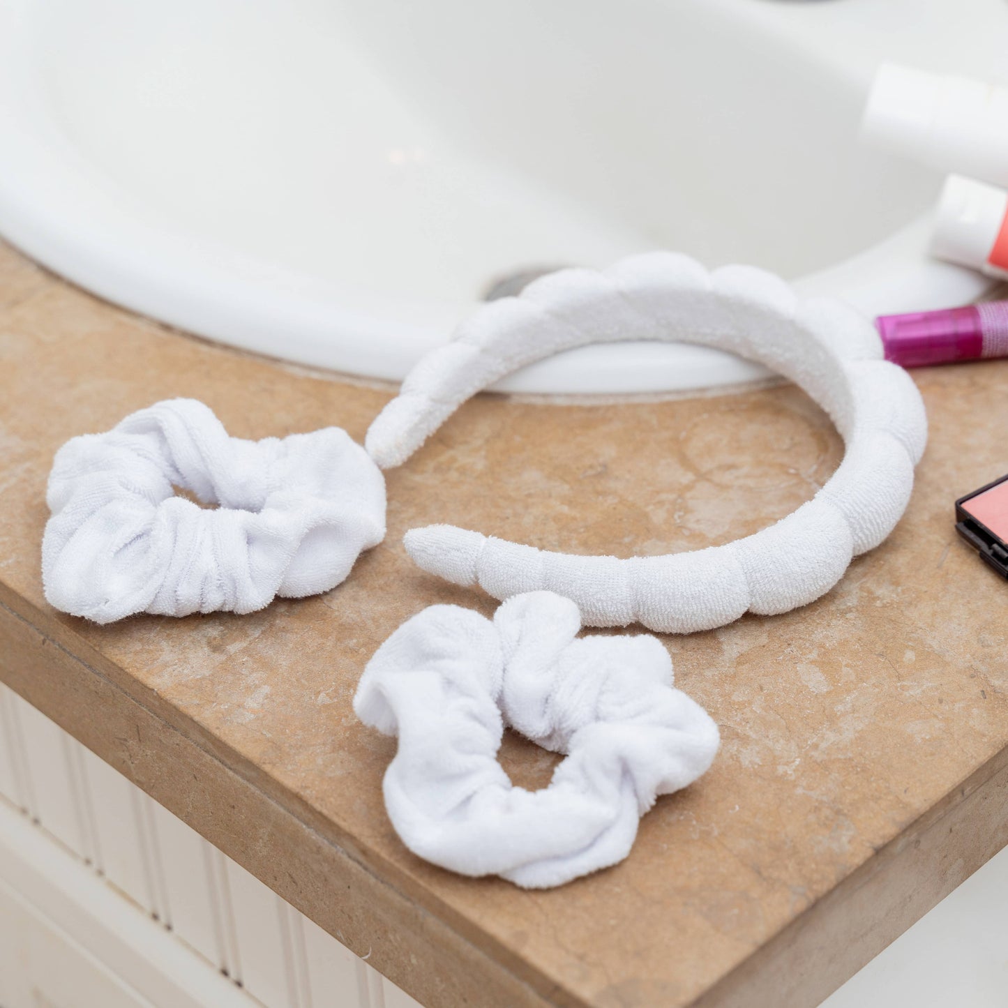 Spa Headband - Skincare Headband & Scrunchie Wristband Set