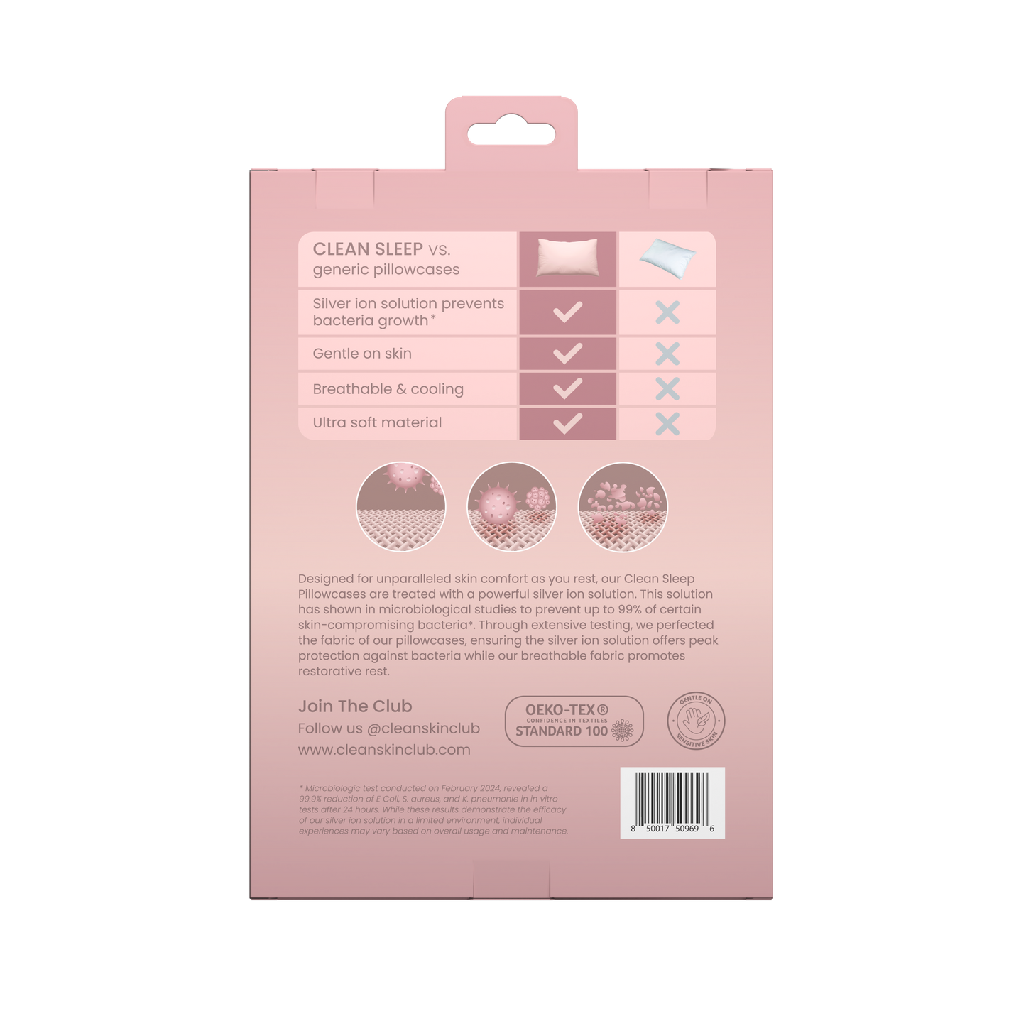 Clean Sleep Silver Ion Pillowcase (Single)
