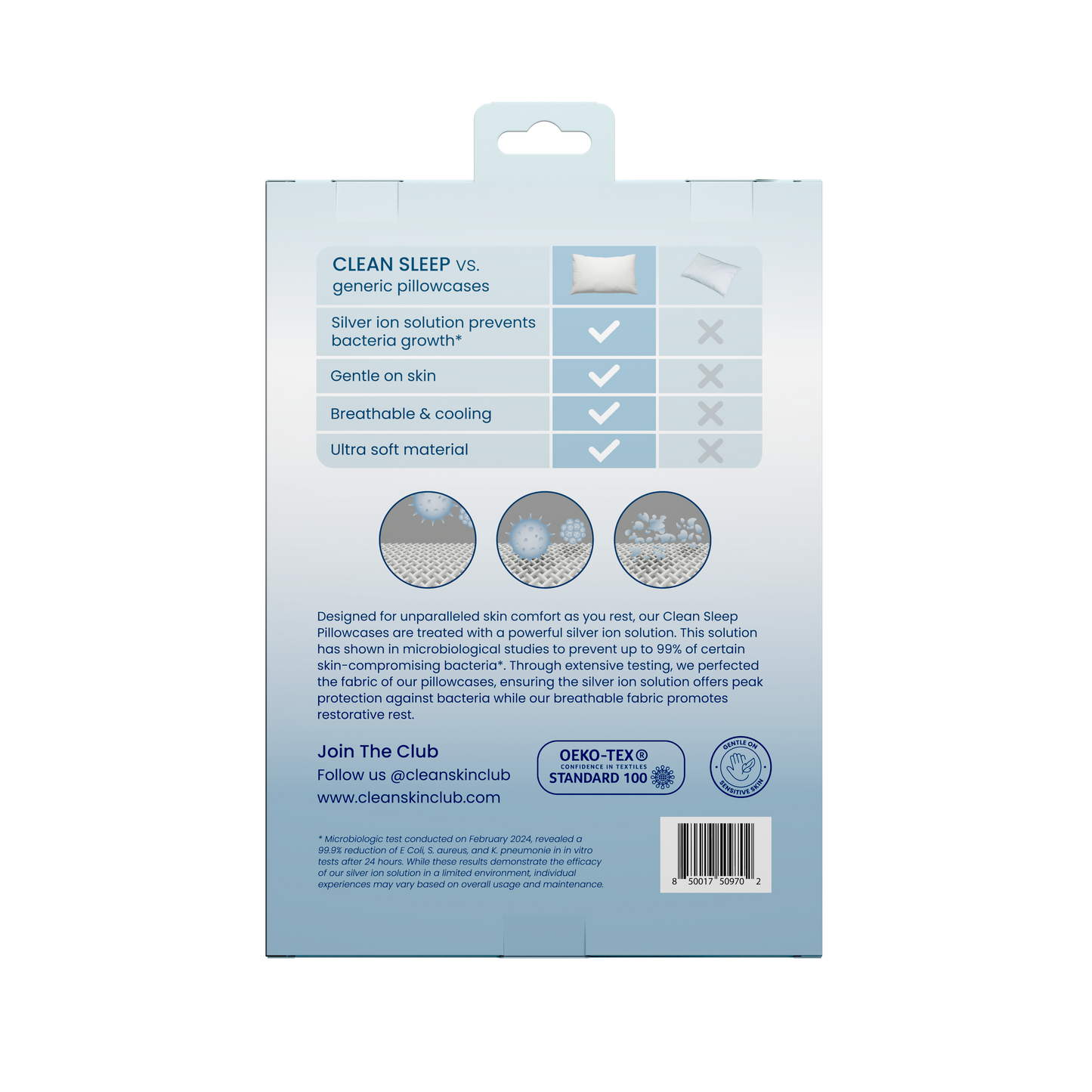 Clean Sleep Silver Ion Pillowcase (Single)