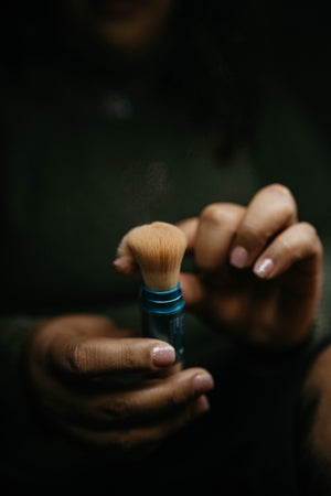 powder from spf brush